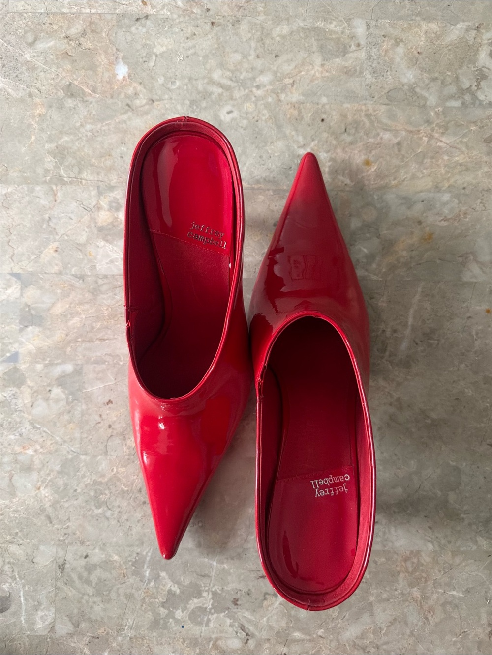 Jeffrey Campbell Red Patent Pointed-Toe Slip-On Heels - Picture 2 of 4